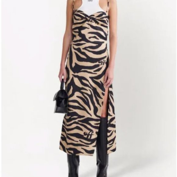 Off-White zebra print side -slit dress - Picture 3 of 4